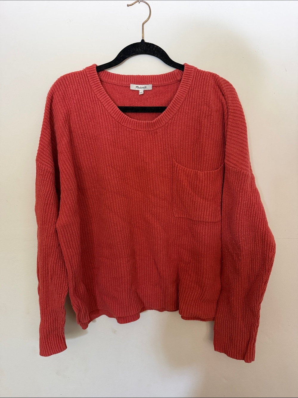 Magnolia Ribbed Pocket Sweater in Coral